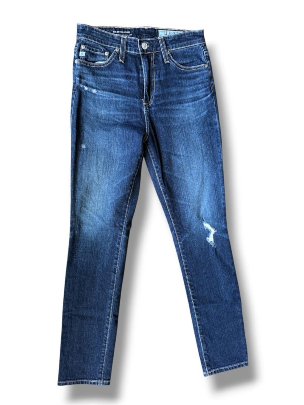 AG Adriano Goldschmied Sophia Dark Blue Straight Leg Jeans Waist 26